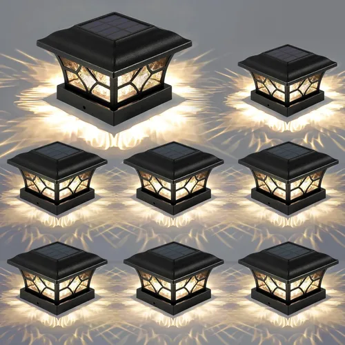 Vista 9 de APONUO Paquete de 4 luces solares para tapa de poste con batería de 1000 mAh, para vallas de 4 x 4, 5 x 5, 6 x 6, tamaño más grande y más duradero
