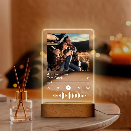 Vista 6 de Regalos personalizados para el día de San Valentín, placa acrílica personalizada para Spotify con foto y enlace de canción, llavero a juego