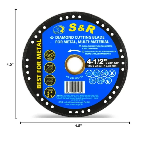 Vista 7 de S&R Disco de corte multimaterial de diamante de 4.5 pulgadas, dura 50 veces más largo, de baja visión, resistente a las roturas, sin desgaste