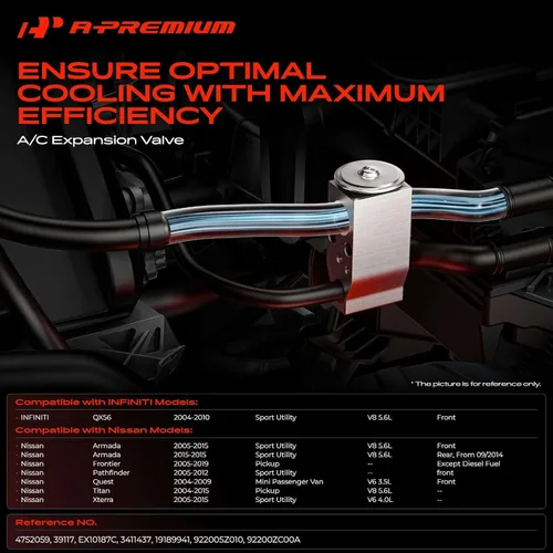 Vista 2 de A-Premium - Válvula de expansión de CA delantera compatible con Nissan e Infiniti para Nissan Frontier 2005-2019, Xterra/Armada 2005-2015