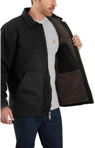 Vista 3 de Carhartt Men's Loose Fit Washed Duck Sherpa-Lined Coat