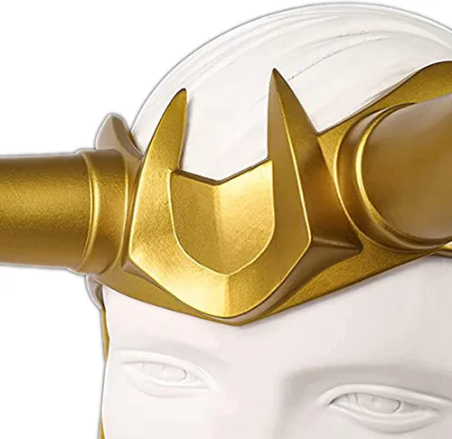 Vista 5 de Casco con cuernos de Loki para cosplay, serie de televisión de Loki 2021, película Thor Ragnarok, corona de Loki, accesorios para disfraces