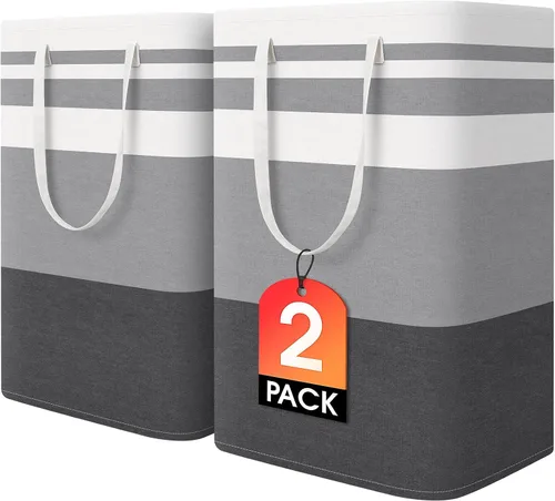 Vista 23 de HomeHacks - Paquete de 2 cestas grandes para ropa sucia, bolsas para ropa sucia (azul 75 pulgadas de largo x 2)