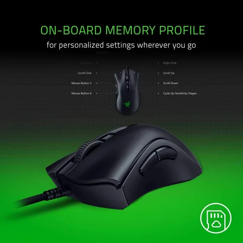 Vista 7 de Razer DeathAdder v2 Mini mouse para videojuegos sensor óptico 8500K DPI Diseño ligero de 219oz Iluminación Chroma RGB 6 botones programables
