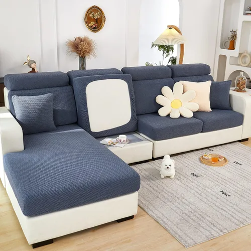 Vista 13 de OKYUK Fundas universales para sofá en forma de L resistentes al desgaste, funda para sofá chaise lounge, protector de muebles elástico Tejido Beige