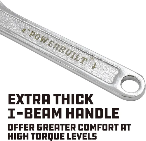 Vista 4 de Powerbuilt Llave ajustable de 4 pulgadas, llave de fontanería de apertura de mandíbula ancha, marcas de mandíbula preajuste fácil de leer, mango
