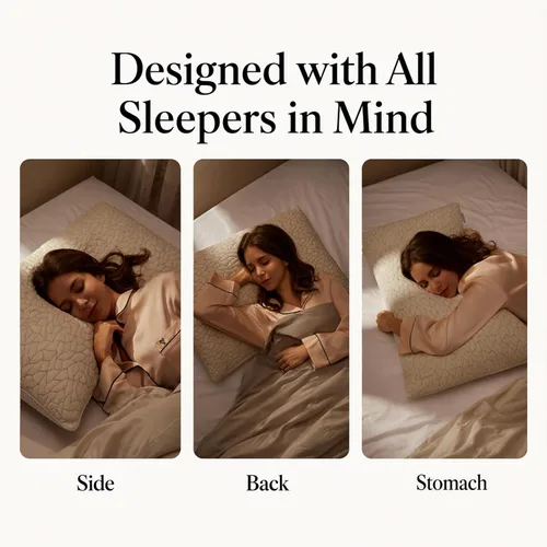 Vista 6 de Almohadas de espuma viscoelástica para dormir, almohada de cama ajustable y transpirable para dormir de lado, espalda y estómago, funda de almohada