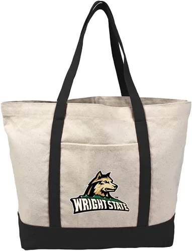 Vista 140 de Campus Lab Bolsa de lona con logotipo primario colegiado con bolsillo externo, bolsa de hombro reutilizable para ir de compras, playa Águilas A&m