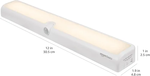 Vista 7 de Amazon Basics Barra de luz LED USB/funciona con pilas, sensor de movimiento giratorio, luces adhesivas, 250 lúmenes, 12 pulgadas, iluminación debajo