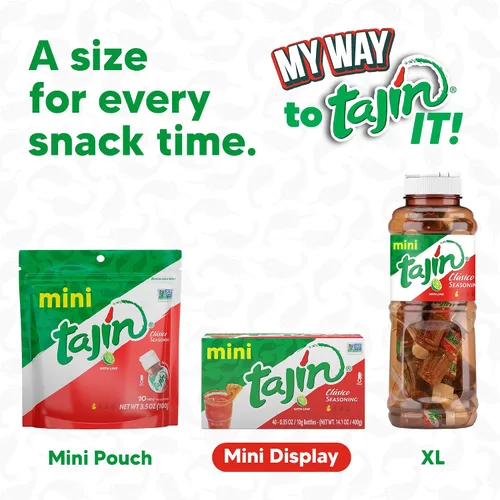 Vista 8 de Tajín Clásico Chile - Mini exhibición de condimentos de lima de 0.35 onzas, 40 mini botellas (paquete de 6)