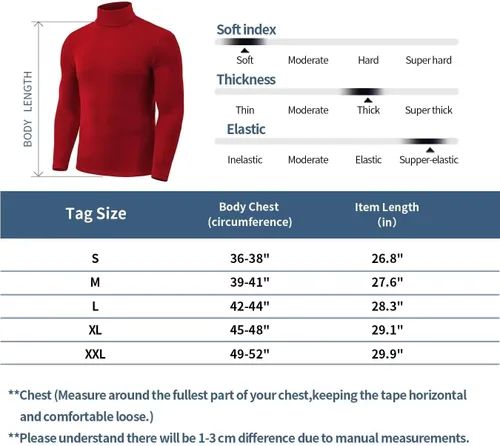 Vista 4 de Zengjo Camisas de manga larga con cuello alto para hombre, capa base térmica, ajustadas, suaves