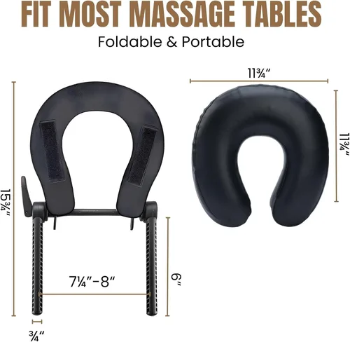 Vista 2 de Cuna de masaje facial con cojín para mesa de masaje y reposacabezas Se adapta a la mayoría de mesas de masaje, espuma viscoelástica, ajustable