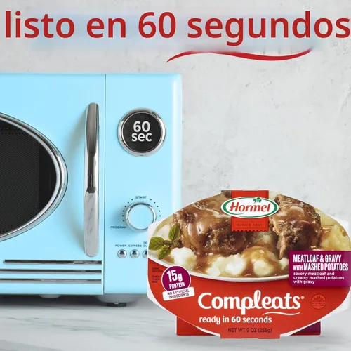 Vista 6 de HORMEL COMPLEATS Pastel de carne y salsa con puré de papas bandeja para microondas, 9 onzas (paquete de 6) Calentar y comer, comidas