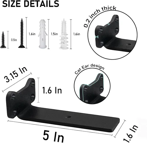 Vista 2 de Soportes para estantes flotantes de servicio pesado industriales, soporte de estante en L de 1/5 pulgadas de grosor, acero sólido premium, soportes