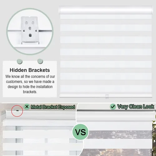 Vista 3 de MiLin Persianas sin cordones estilo cebra para ventana, persianas y persianas de doble capa, corte personalizado a la medida, con control de luz