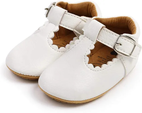 Vista 5 de SOFMUO Zapatos deportivos de cuero con cordones para bebés, niños y niñas, suela de goma suave, mocasines Oxford para recién nacidos