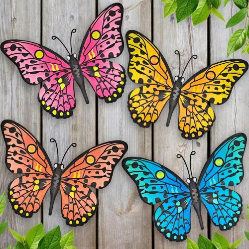 Vista 9 de Decoración de Pared de Mariposa de Metal - Arte Decorativo de Pared para Valla Exterior de 9,6", Decoración Colgante para Jardín y Patio, Sala