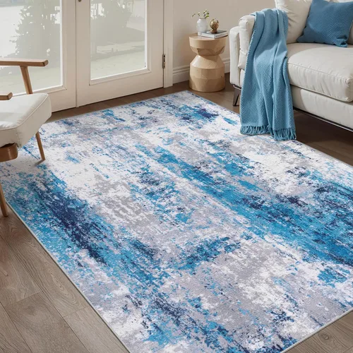 Vista 58 de Ciicool Alfombra moderna abstracta de 2 x 3 pulgadas, lavable, pequeña, antideslizante, de pelo bajo, alfombra de entrada plegable para cocina