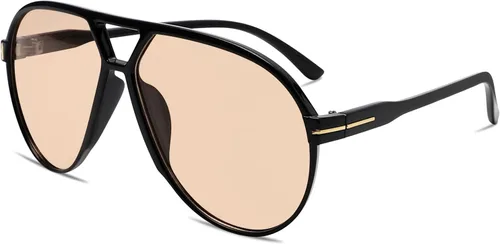 Vista 3 de Lentes de sol estilo aviador retro para mujeres y hombres, de gran tamaño, clásicos de los años 70, vintage, a la moda, sin enredos, cuadrados