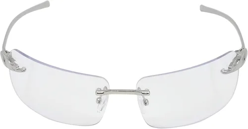 Vista 3 de Gafas de sol sin montura a la moda, rectángulo, lentes teñidas, gafas de los años 90, estilo retro, marcos cuadrados, arte de metal transparente