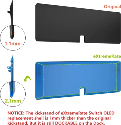 Vista 17 de eXtremeRate DIY Full Set Shell for Nintendo Switch OLED, Replacement Console Back Plate & Kickstand, Custom NS Controller Housing with Full Set