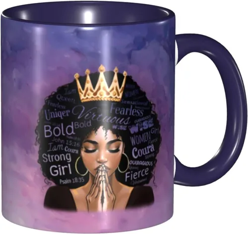 Vista 26 de Taza de café, taza de té para mujeres y niñas, taza de diseño único, perfecta para regalos, mujeres afroamericanas afro