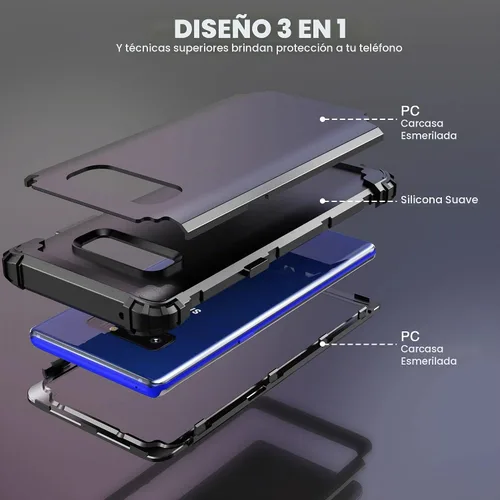 Vista 8 de IDweel Funda para Galaxy Note 8, 3 en 1, a prueba de golpes, delgada, híbrida, resistente, protección de policarbonato duro, silicona suave Negro