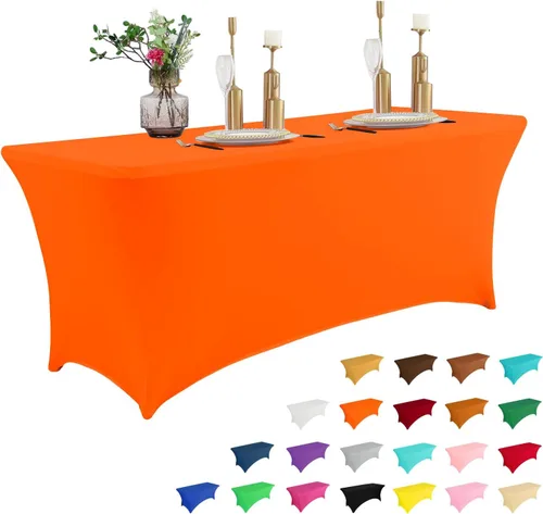 Vista 13 de IVAPUPU - Mantel de elastano para mesas rectangulares, ajustado, elástico, lavable, protector de mesa para eventos, fiestas, bodas, cócteles, Negro