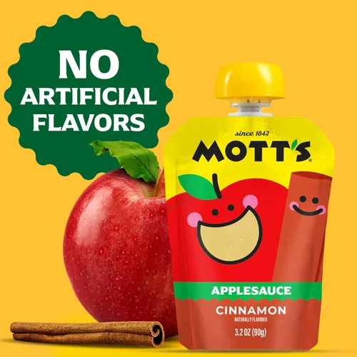 Vista 7 de Mott's Puré de manzana y canela, bolsas transparentes de 3.2 onzas, paquete de 20