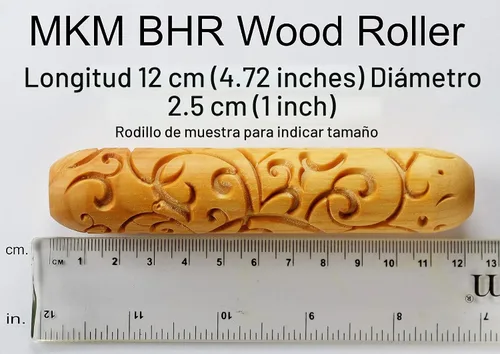 Vista 3 de MKM Pottery Tools Rodillos de mano grandes de madera para arcilla (BHR-01 Diagonal Basketweave)