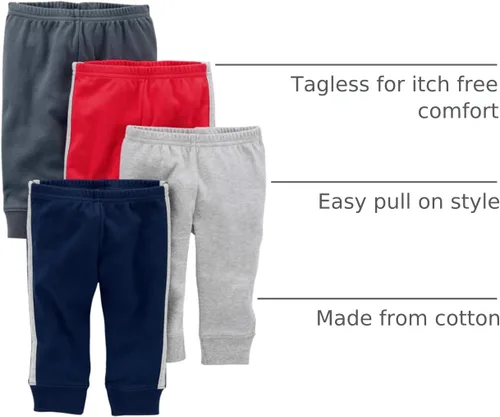 Vista 36 de Simple Joys by Carter's - Pantalones de forro polar para bebé, paquete de 4