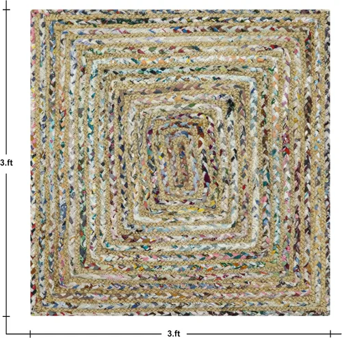 Vista 103 de Natural Jute Collection - Alfombra rectangular de 2 x 3 pies, alfombra de yute trenzada a cuadros multicolor de 0.27 pulgadas de grosor, ideal
