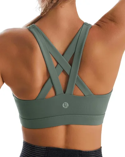 Vista 33 de RUNNING GIRL - Sujetadores deportivos para mujer, sujetadores deportivos con tiras acolchadas y espalda cruzada de apoyo medio con copas extraíbles