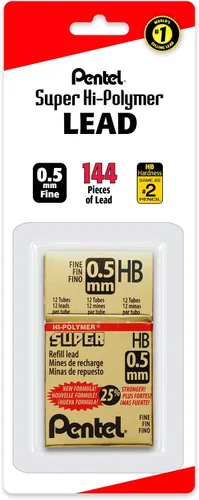 Vista 5 de Pentel Recarga de plomo súper de polímero, 0.020 in, fino, 2B, 144 piezas de plomo (C505BP2B-K6)