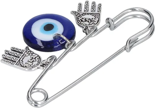Vista 6 de 5 pines de mal de ojo, broche de hierro y aleación, diseño único de buena suerte, pines de seguridad para hombres, mujeres, fiestas en casa, citas