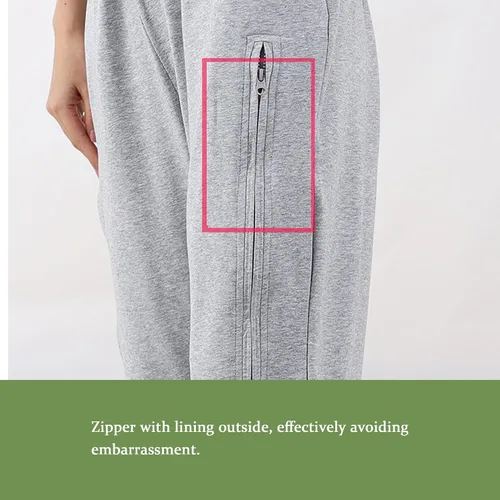 Vista 6 de Pantalones de catéter, pantalones con soporte para bolsa de orina para hombres y mujeres, pantalones de cuidado de la incontinencia de doble