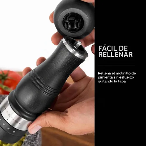 Vista 5 de COLE & MASON Ardingly - Molinillo de pimienta de madera, molino de madera que incluye mecanismo de precisión gourmet y granos de pimienta premium