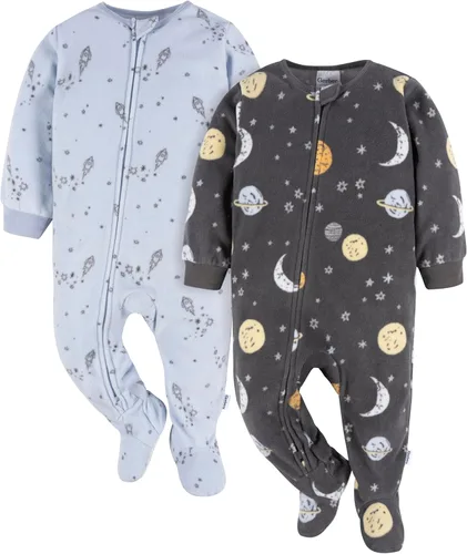 Vista 8 de Gerber Paquete de 2 pijamas de forro polar resistentes al fuego para bebés niños
