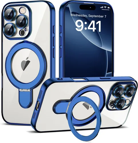 Vista 32 de Funda compatible con iPhone 12 con soporte de anillo magnético invisible [compatible con Mag-Safe] [Protector completo de lente de cámara] Funda