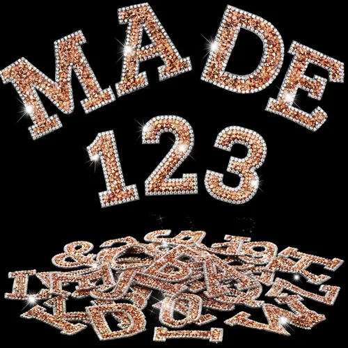 Vista 13 de WILLBOND - 37 piezas de calcomanías de letras con strass grandes, alfabeto de purpurina, número de cristal, calcomanías brillantes autoadhesivas
