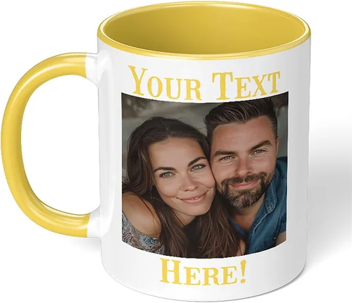 Vista 9 de Taza de café de cerámica negra personalizada de 11 onzas con texto, mensaje, tu texto aquí, nombre, DYE Taza para Cafe personalizadas, con foto