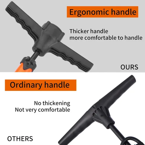 Vista 5 de TOOLITIN Bomba de bicicleta profesional, bomba ergonómica para bicicleta con manómetro montado en el mango integrado, 180 psi, se adapta a válvulas