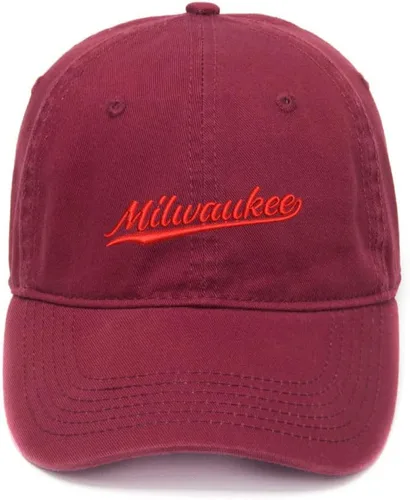 Vista 4 de Gorras de béisbol Milwaukee City - Gorra bordada WI unisex de algodón lavado ajustable