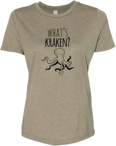 Vista 14 de Cute Women's Screen Printed Crew Neck Tee, Shirts With Sayings, Dusty Blue or Olive