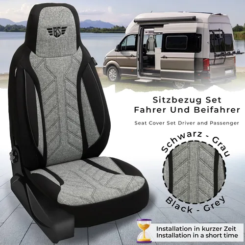 Vista 6 de BREMER SITZBEZÜGE Motorhome seat covers for Knaus Live TI PLKT201 PLKT201 - Negro/Gris