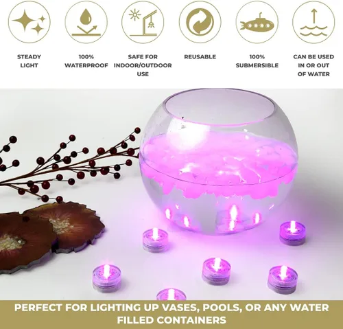 Vista 4 de LumaBase 68512 Luces LED sumergibles a pilas, color rosa