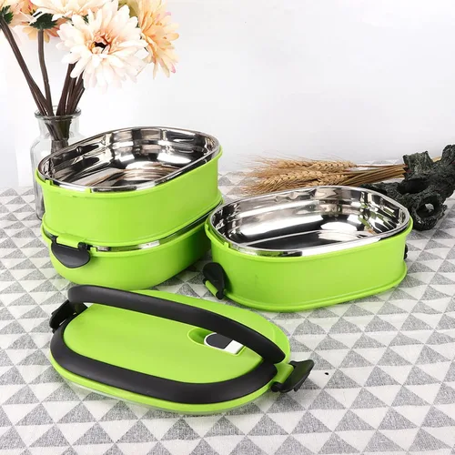 Vista 6 de Contenedor de almuerzo Bento, lonchera térmica de acero inoxidable con aislamiento portátil, lonchera Bento para adultos, contenedor portátil