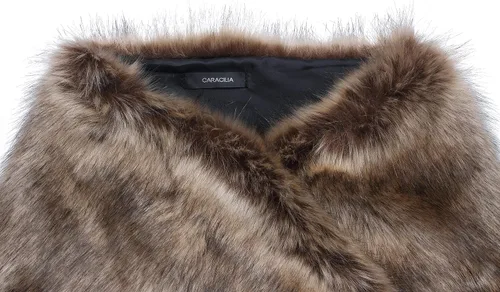 Vista 4 de Caracilia Saco de piel sintética de lujo, estilo capa, para bodas, para mujer.