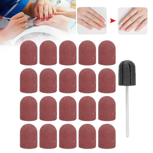 Vista 2 de Bandas de lijado de uñas, brocas de uñas para taladro 80 # 120 # 180 # 240 # lima de grano, herramienta de manicura y pedicura, juego de arena fina