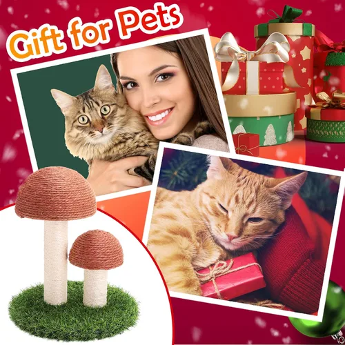 Vista 6 de PowerKing Poste rascador de hongos para gatos, poste rascador de garra de 15 x 12 pulgadas para gatito, poste rascador de sisal natural para gatos